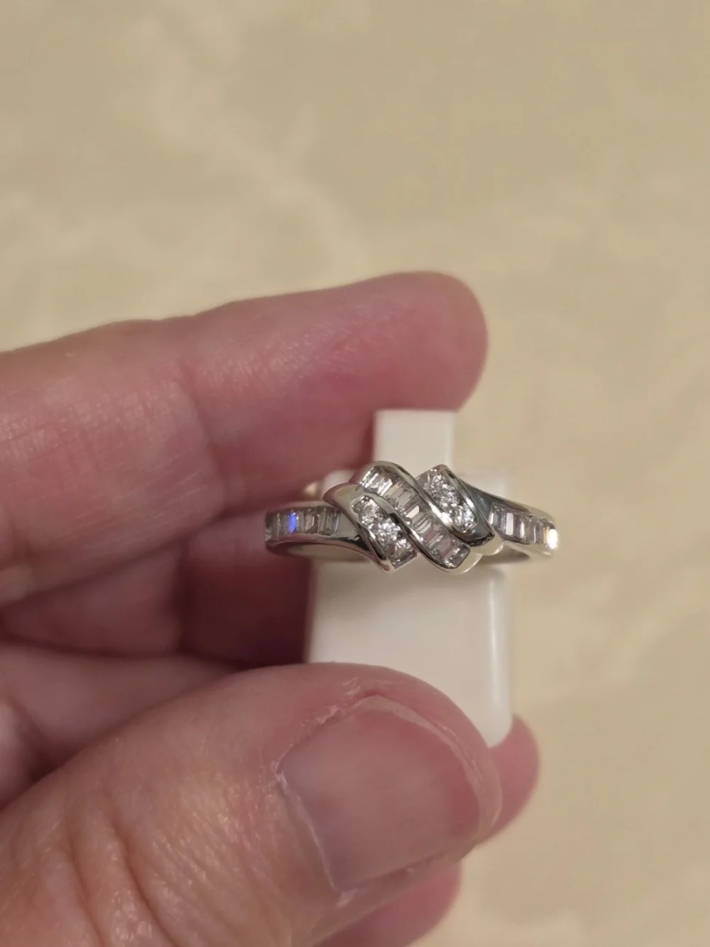 Silver Cubic Zirconia Twist Ring - Sizes 8 and 9